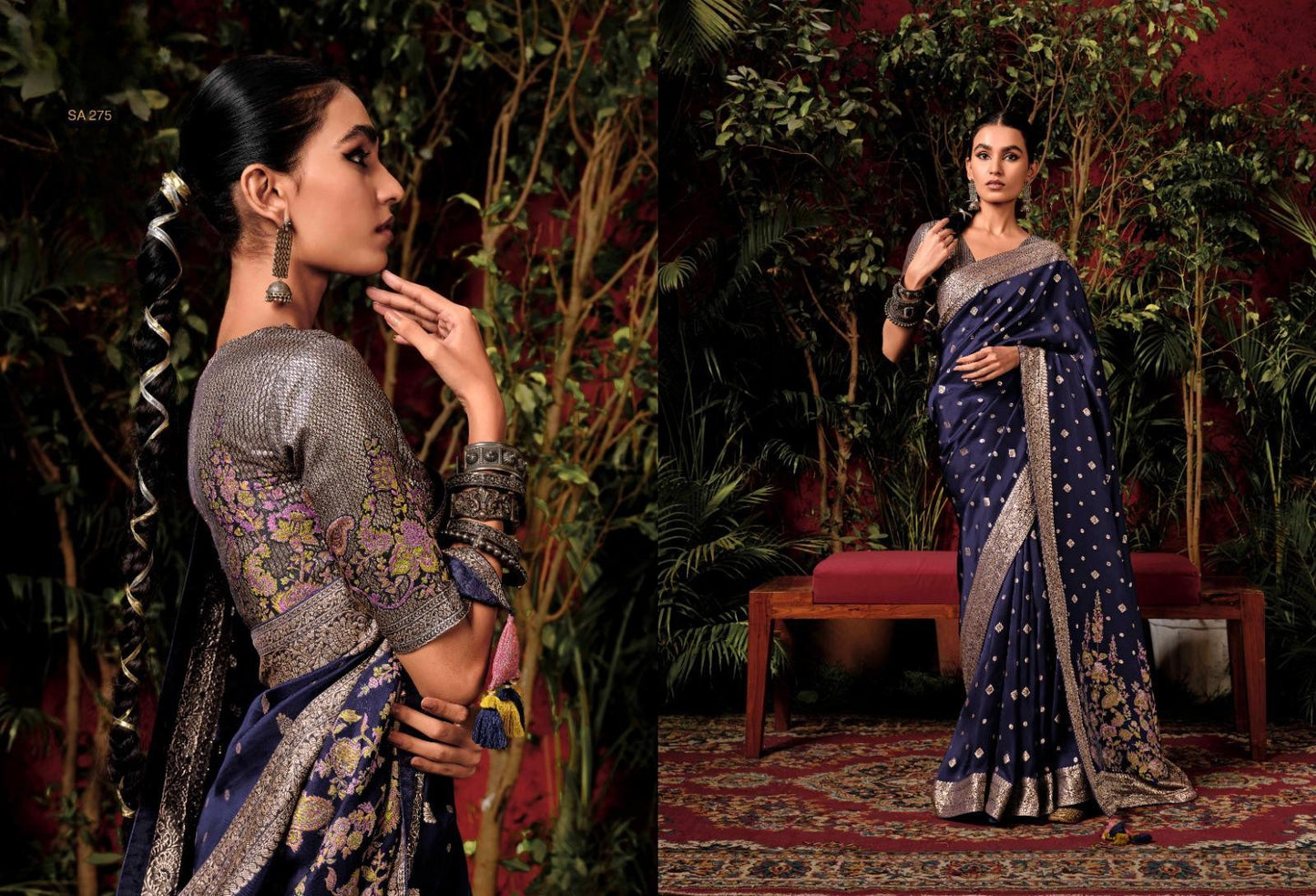 Pure Viscose Dola Silk Saree With Handwork On Blouse And Pallu