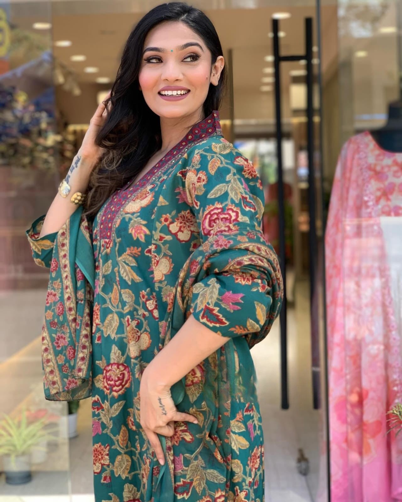 Pure cambric cotton  printed kurta & pant with dupatta