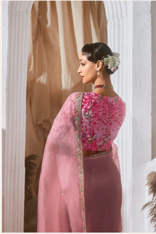 Lace Embroidered Georgette Fancy Saree
