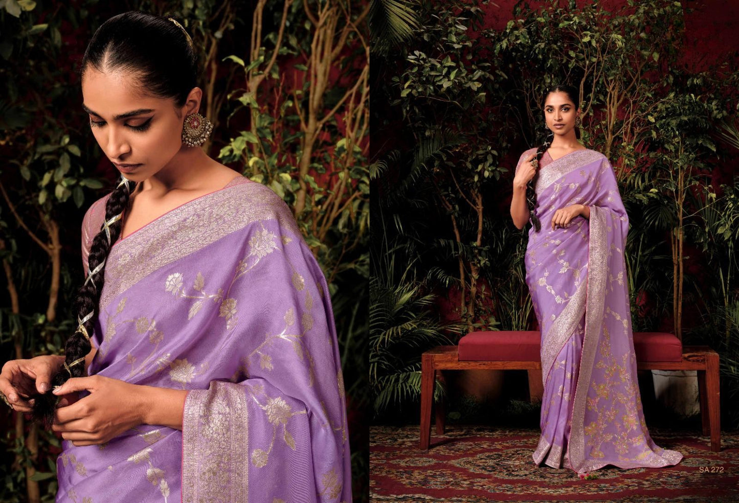Pure Viscose Dola Silk Saree With Handwork On Blouse And Pallu