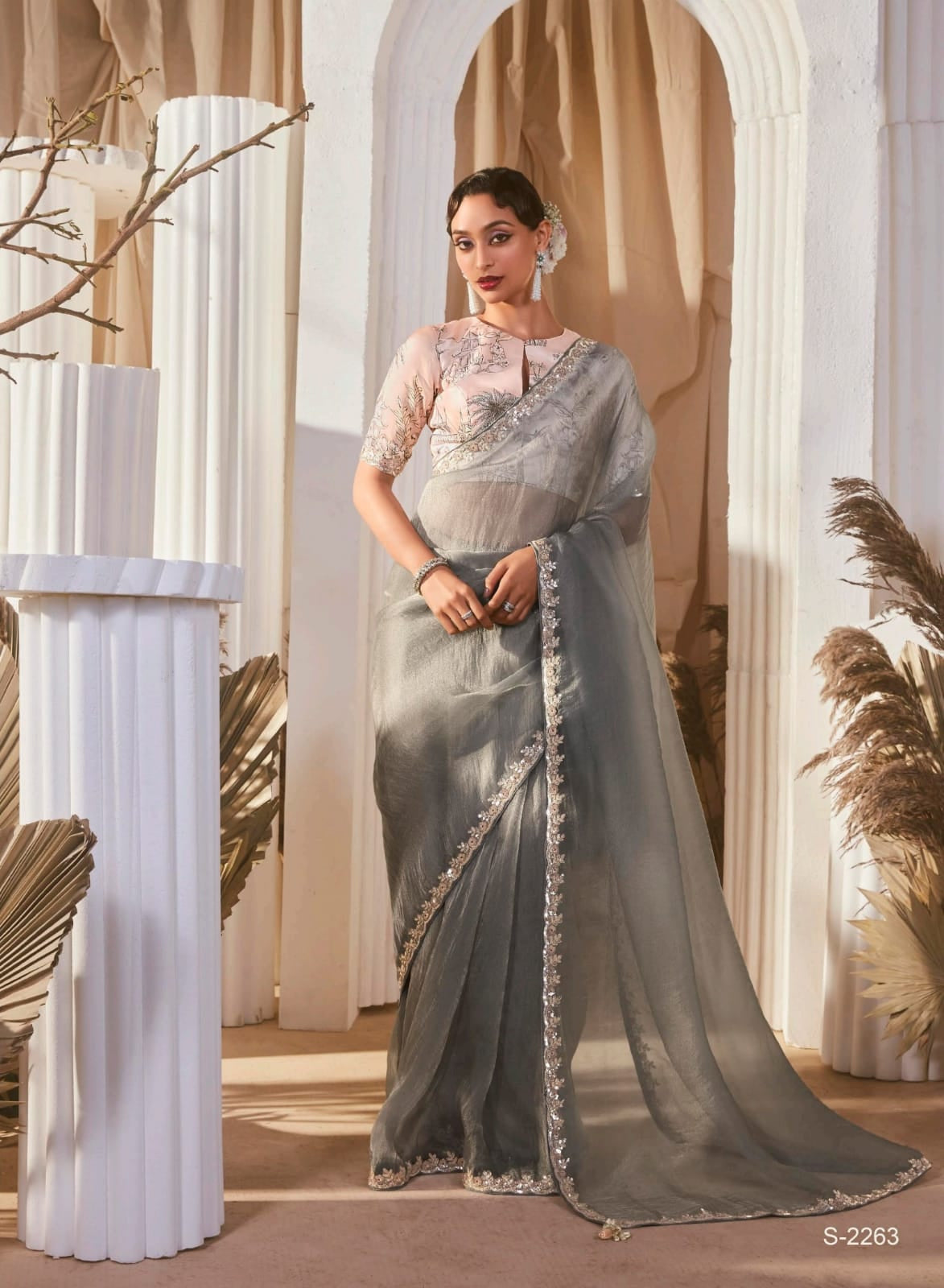 Lace Embroidered Georgette Fancy Saree