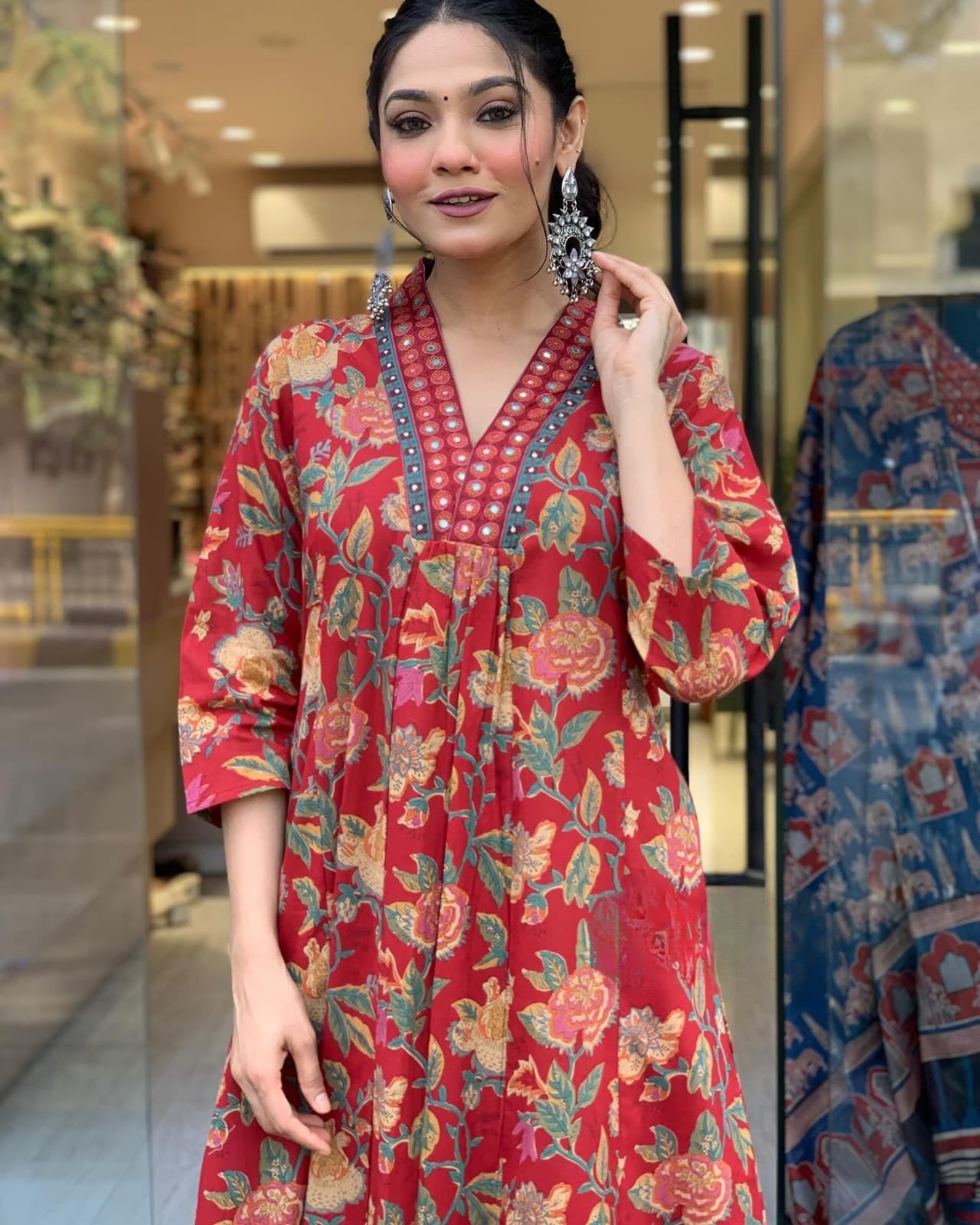 Pure cambric cotton  printed kurta & pant with dupatta