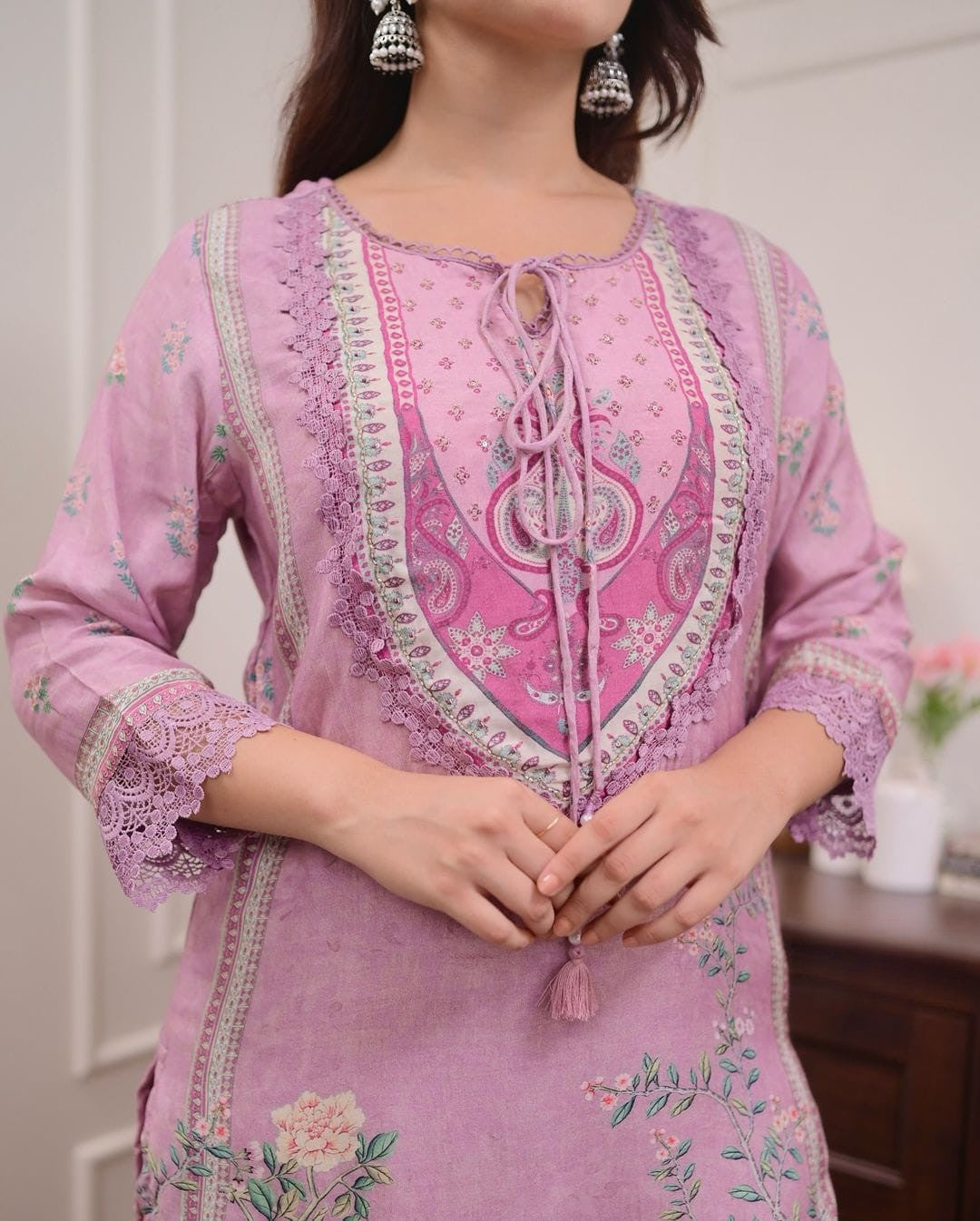 Lilac Muslin Pakistani Suit