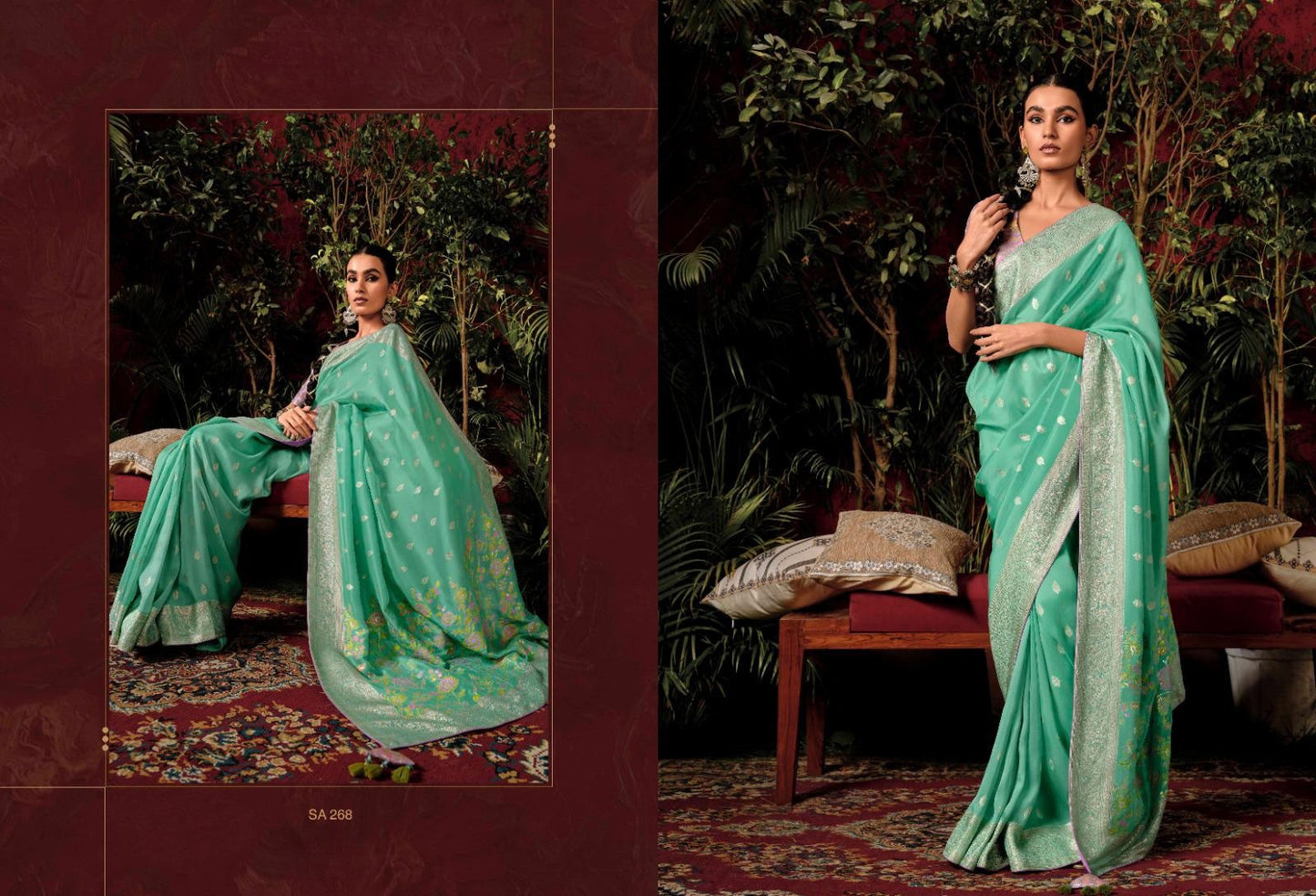 Pure Viscose Dola Silk Saree With Handwork On Blouse And Pallu