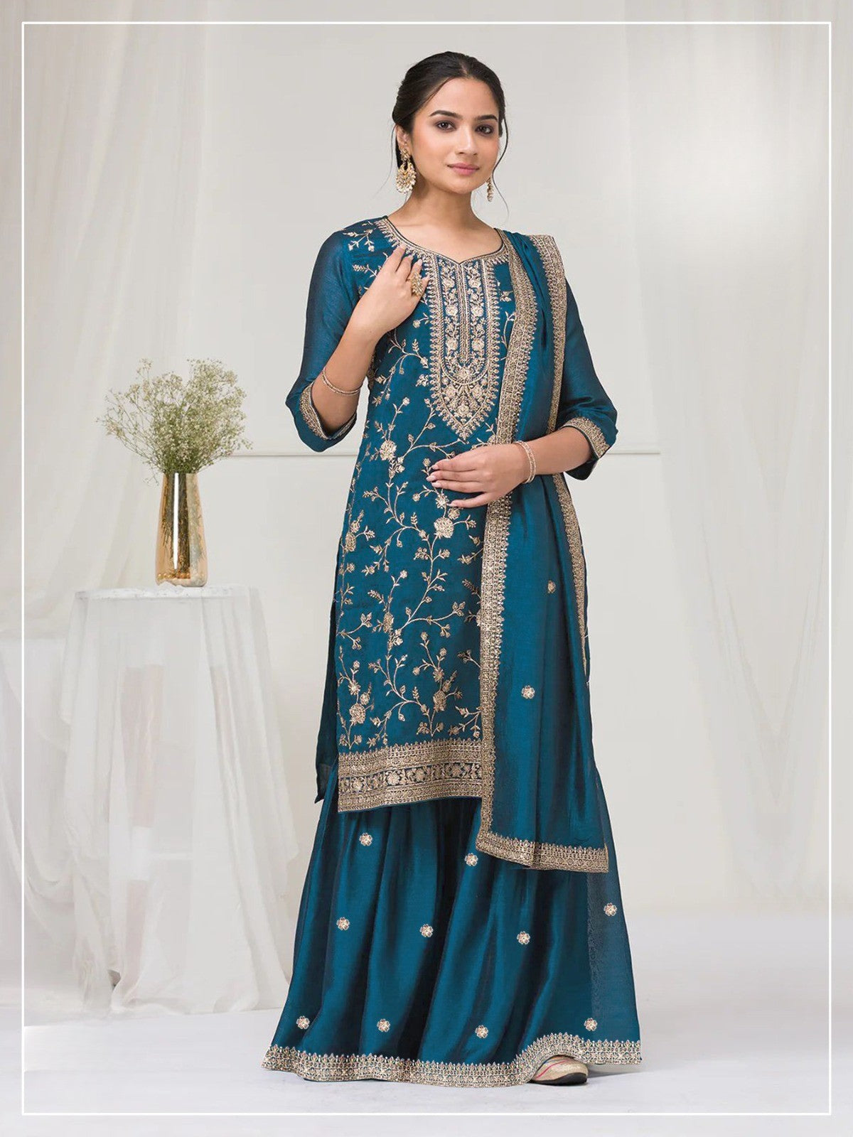 Fancy blooming suit with sequence And Heavy embroidered work