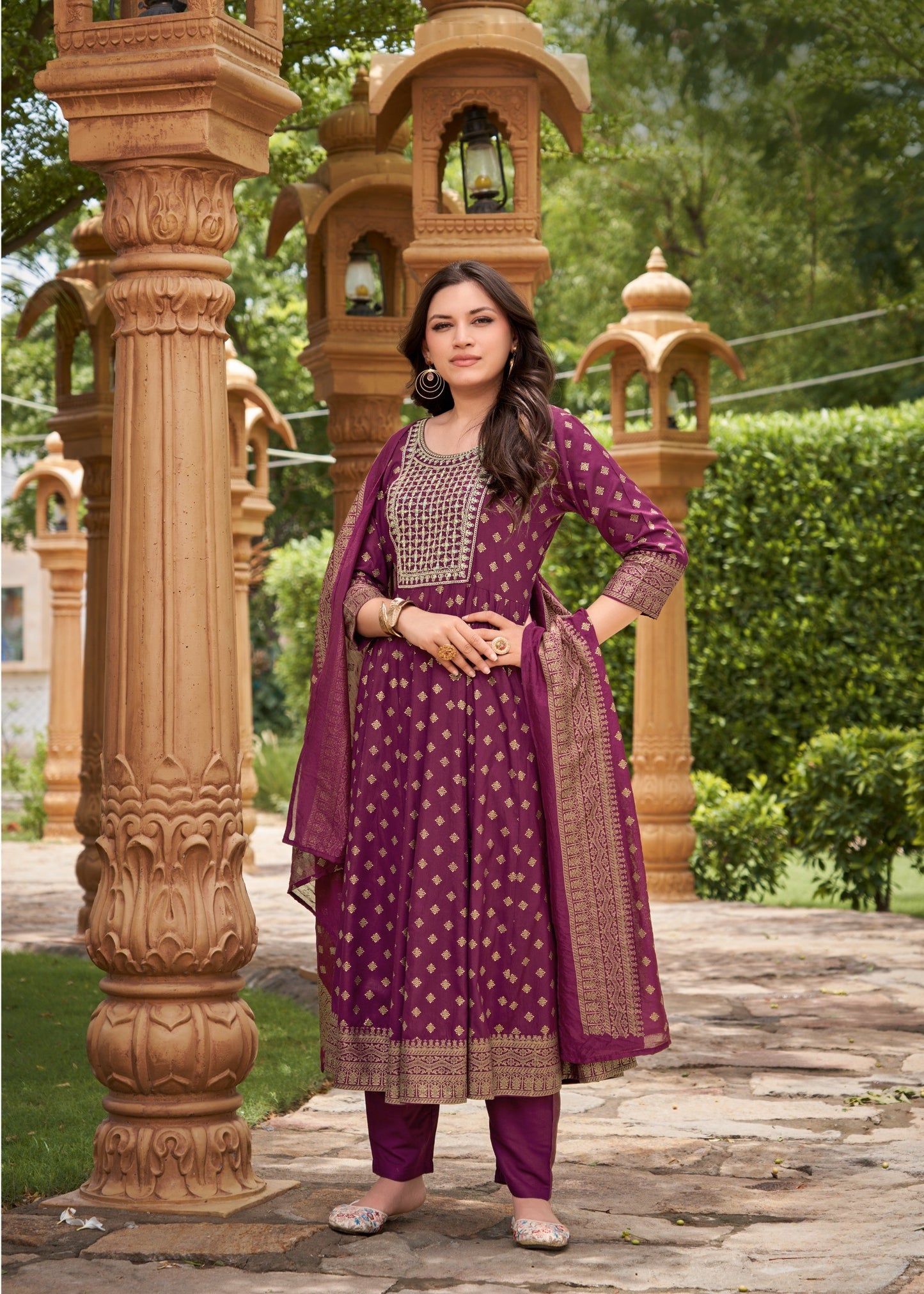Heavy Rayon Foil Print  with Sequence Embroidery Readymade Suit
