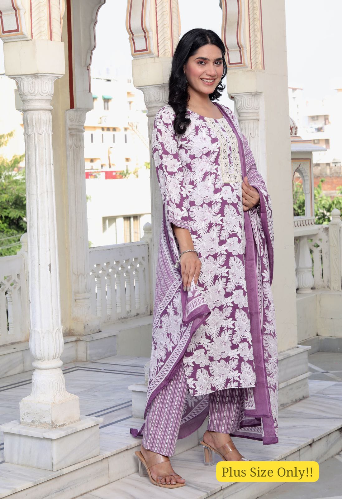 Model wearing Jaipuri Cotton Dress