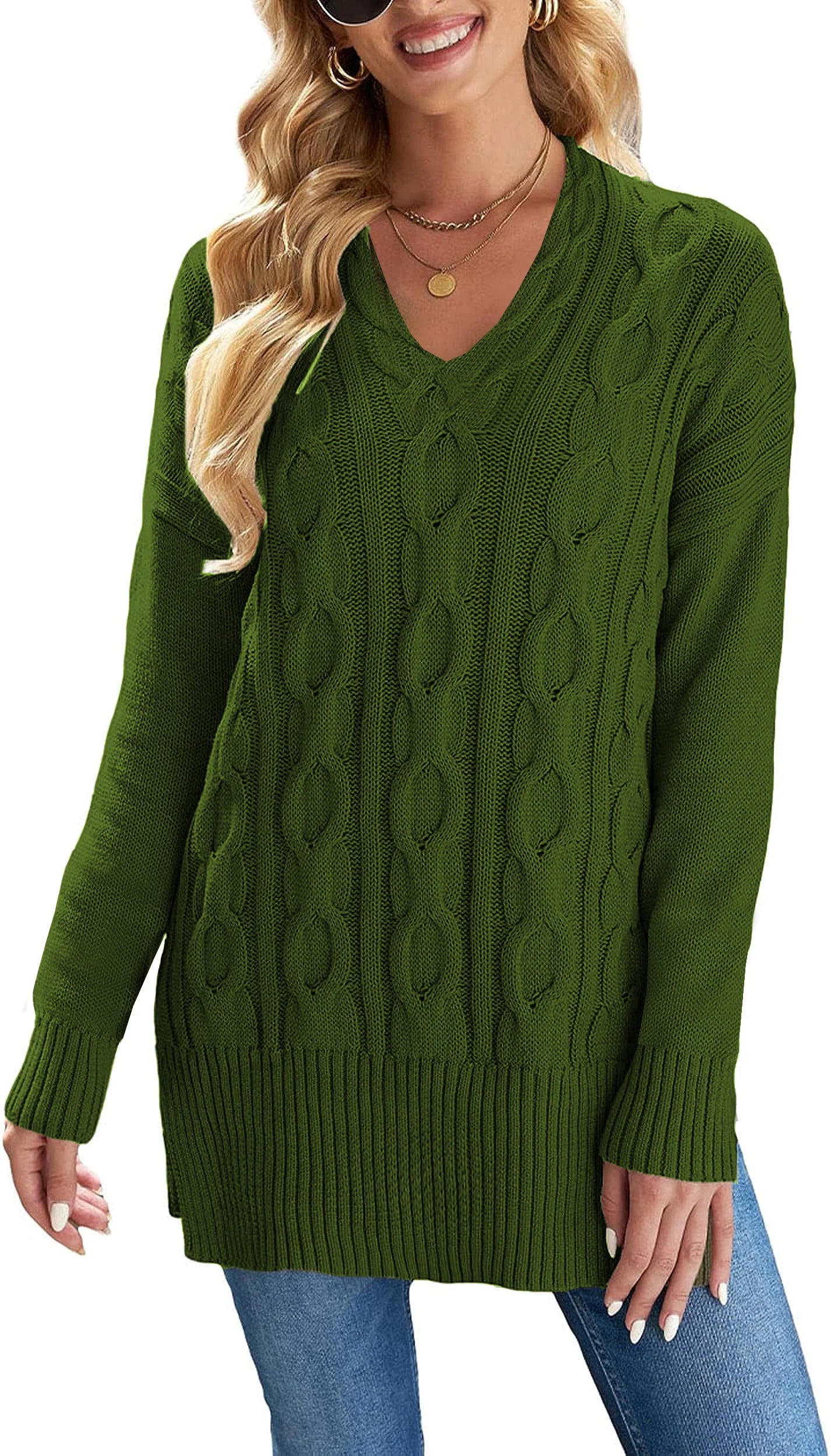 Casual Women's Plus Size Cable Knit Pullover Sweater