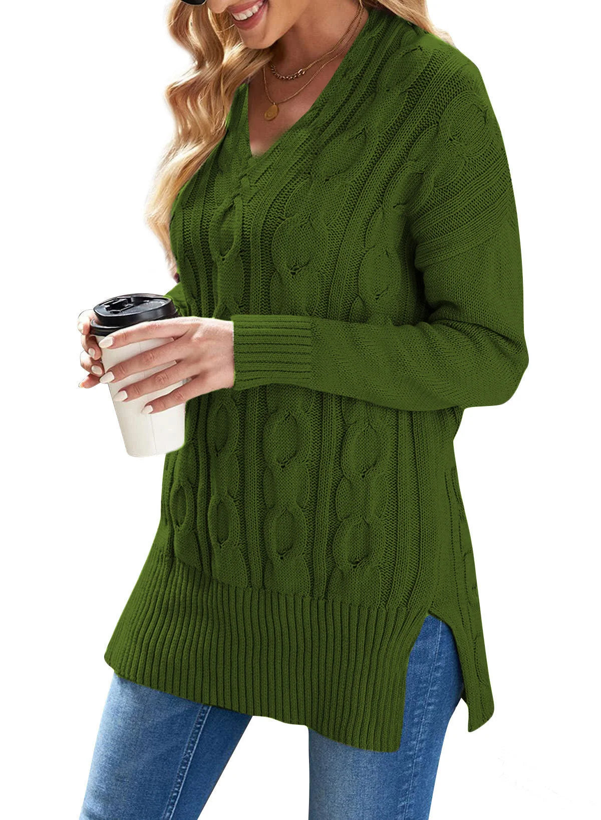 Casual Women's Plus Size Cable Knit Pullover Sweater