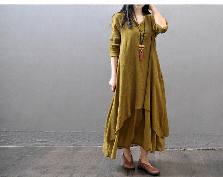 Vintage Long Sleeve Maxi Dresses