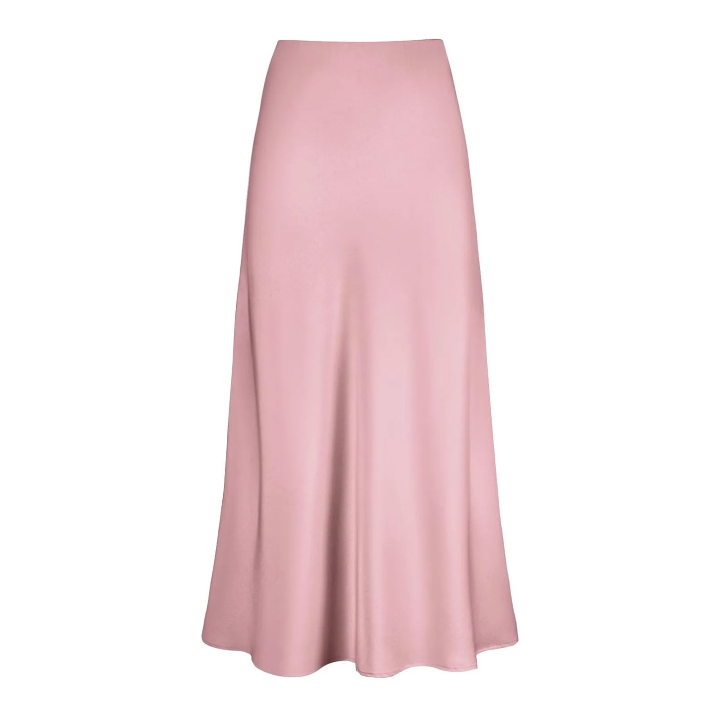 Elegant Silk Satin Skirts For Women High Waisted Skirt New Korean Fashion A-Line Faldas Solid Color Glossy Office Lady Skirts