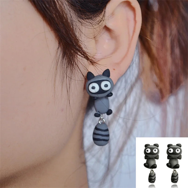 Cartoon 3D Polymer Clay Animal Earrings