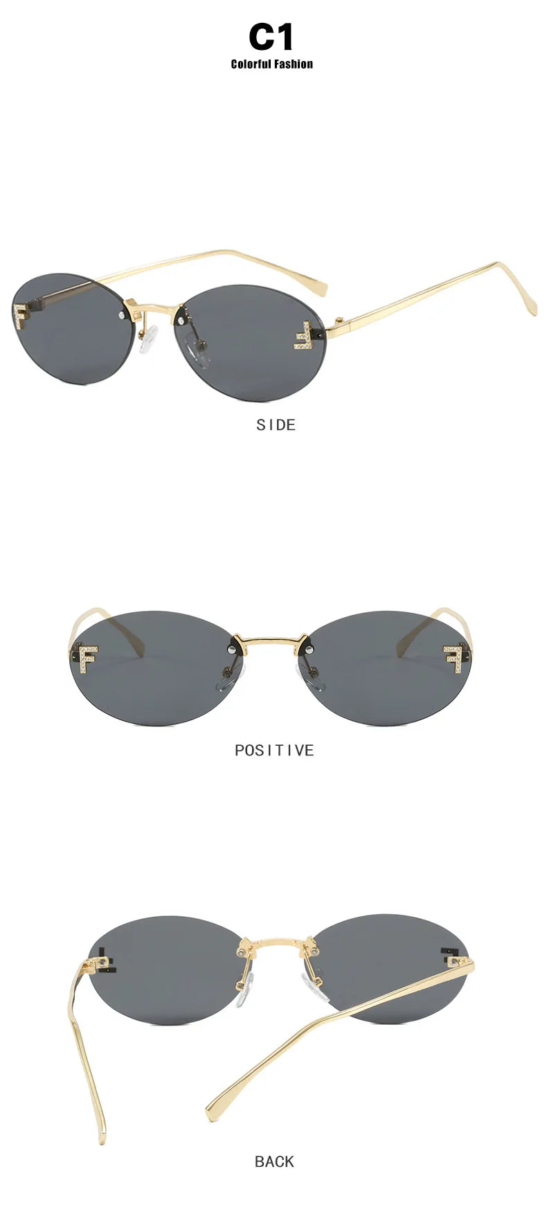 F-Oval Retro Small Frame Sunglasses for Women