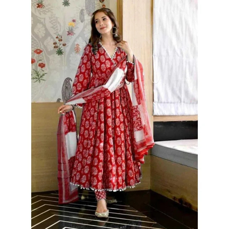 Anarkali Kurtis Trouser Dupatta Set