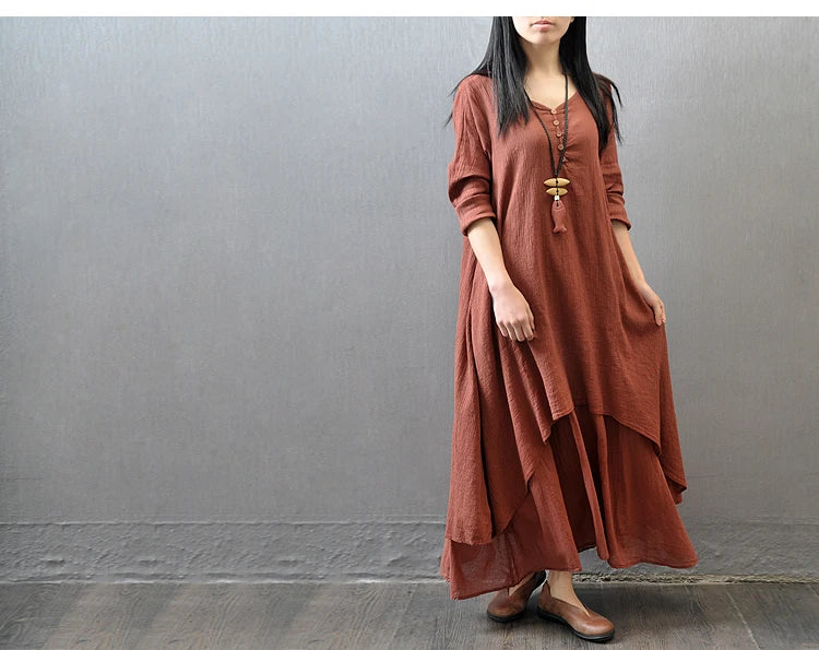 Vintage Long Sleeve Maxi Dresses