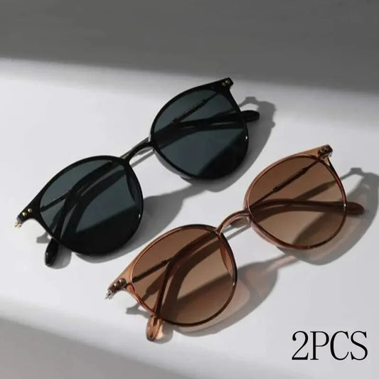 2 Pairs Per Set  Rounded Women Sunglasses