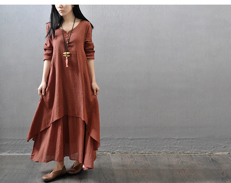 Vintage Long Sleeve Maxi Dresses