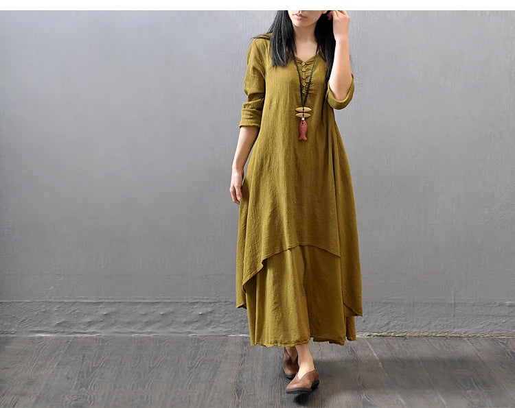 Vintage Long Sleeve Maxi Dresses