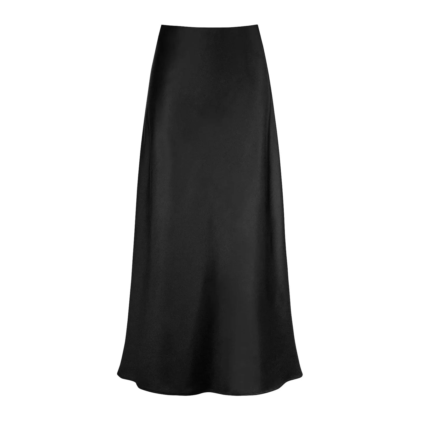 Elegant Silk Satin Skirts For Women High Waisted Skirt New Korean Fashion A-Line Faldas Solid Color Glossy Office Lady Skirts