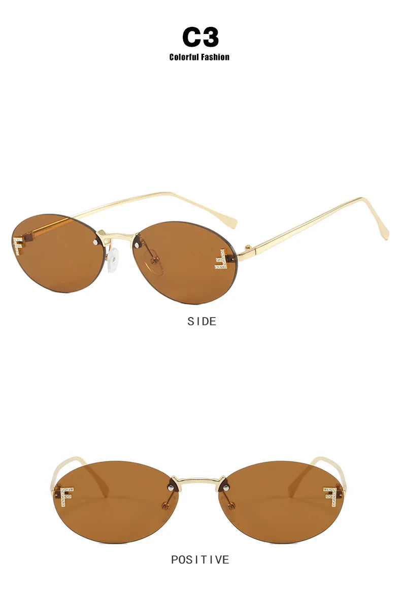 F-Oval Retro Small Frame Sunglasses for Women