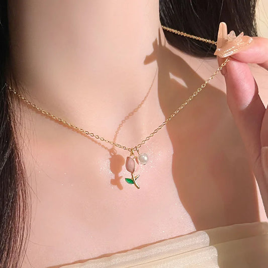 Tulip Flower Pendant Necklace