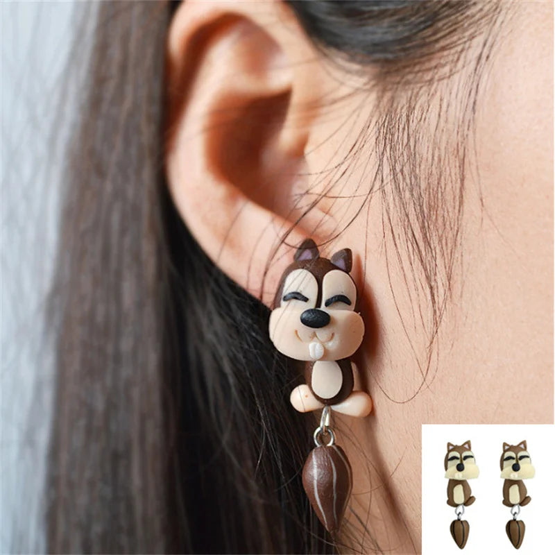 Cartoon 3D Polymer Clay Animal Earrings