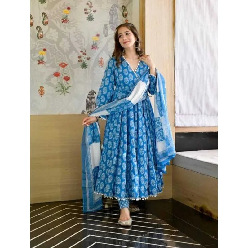 Anarkali Kurtis Trouser Dupatta Set