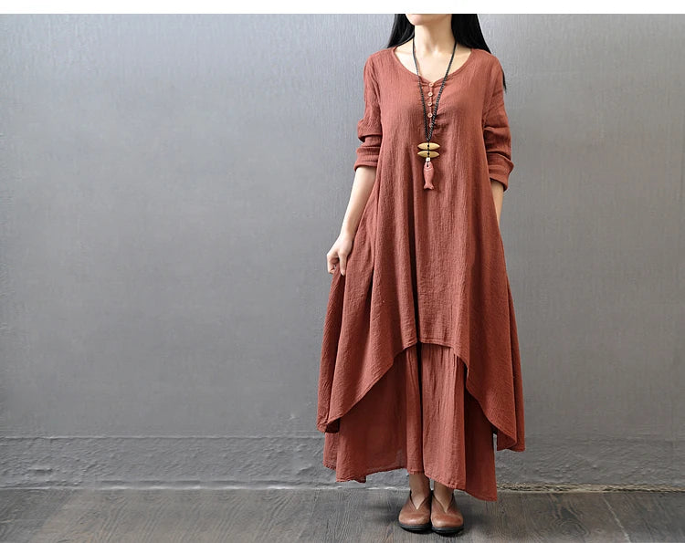 Vintage Long Sleeve Maxi Dresses