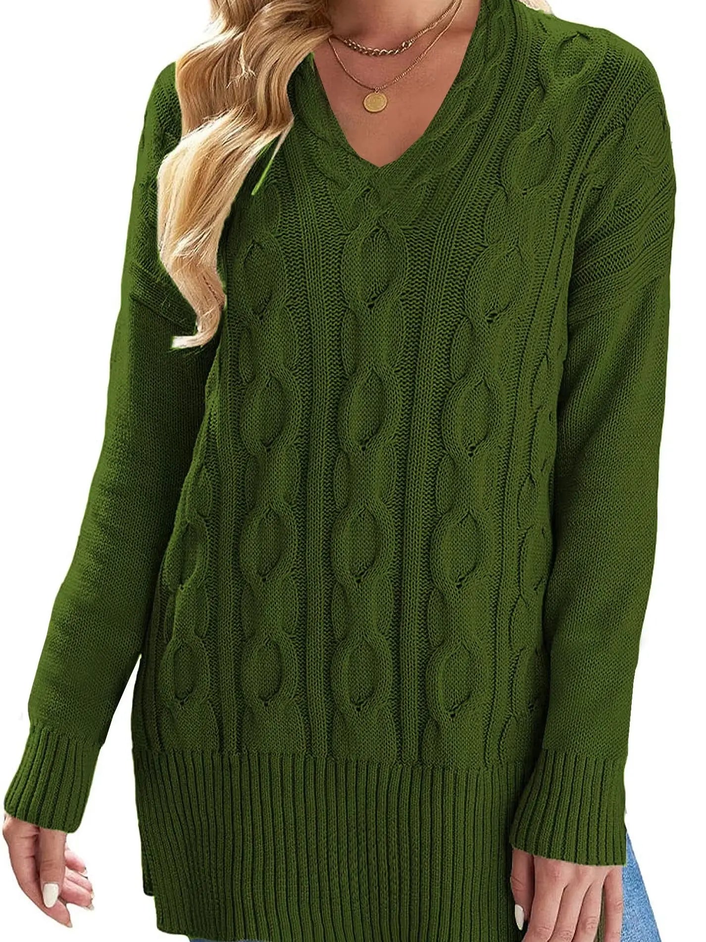 Casual Women's Plus Size Cable Knit Pullover Sweater