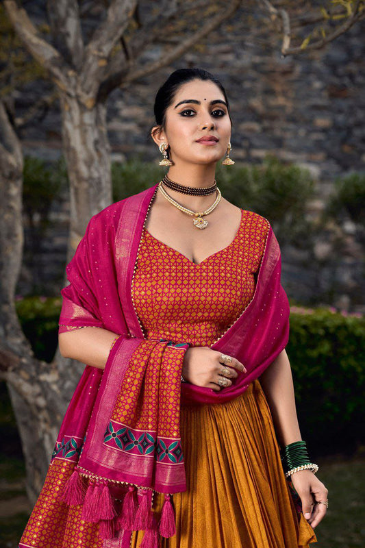 Model wearing Tussar Silk