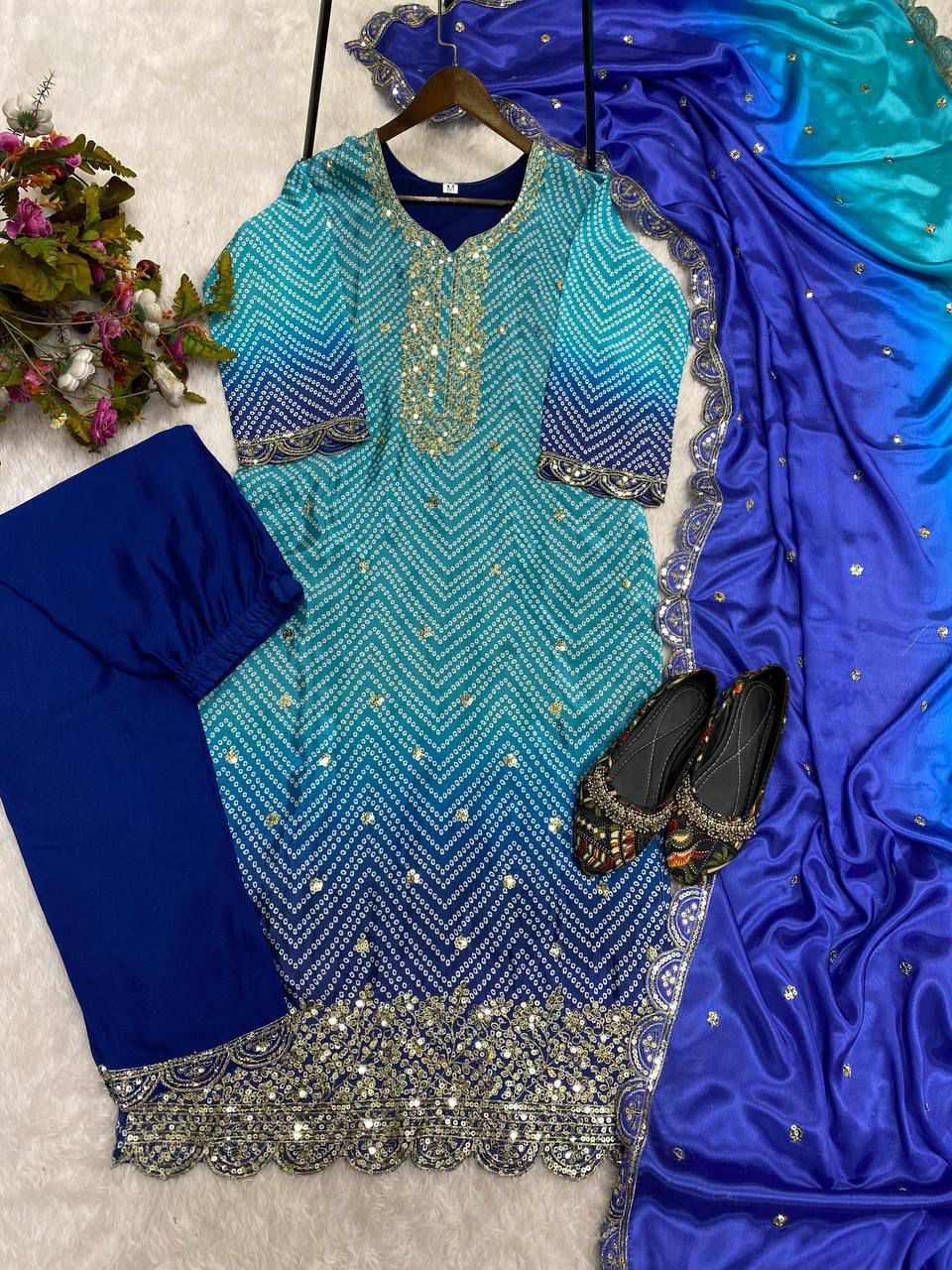 Designer  Kurti & Pant With Dupatta