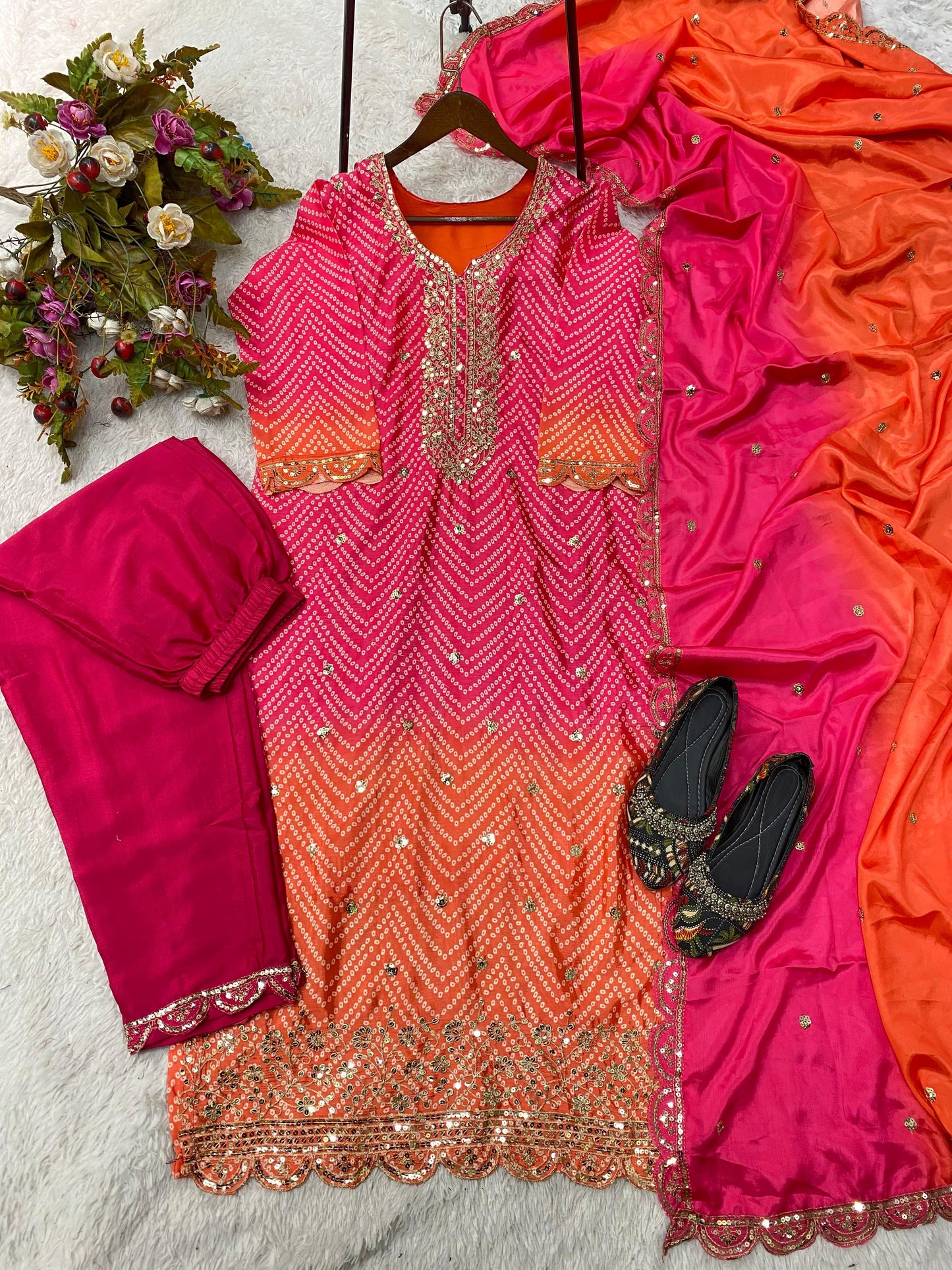 Designer  Kurti & Pant With Dupatta