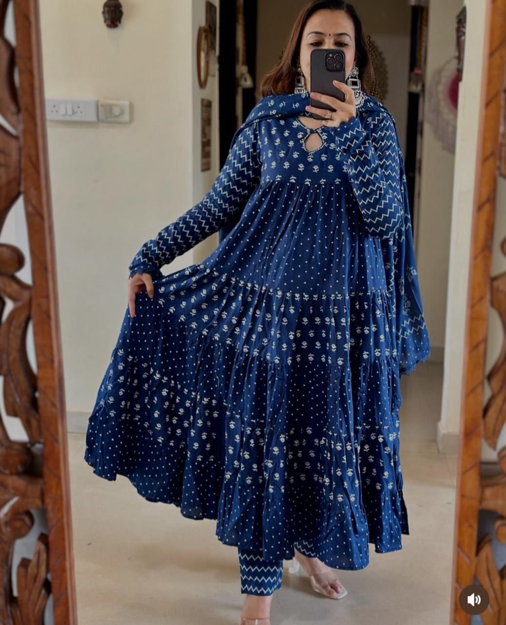 Women's Cotton Printed Anarkali Kurta Set