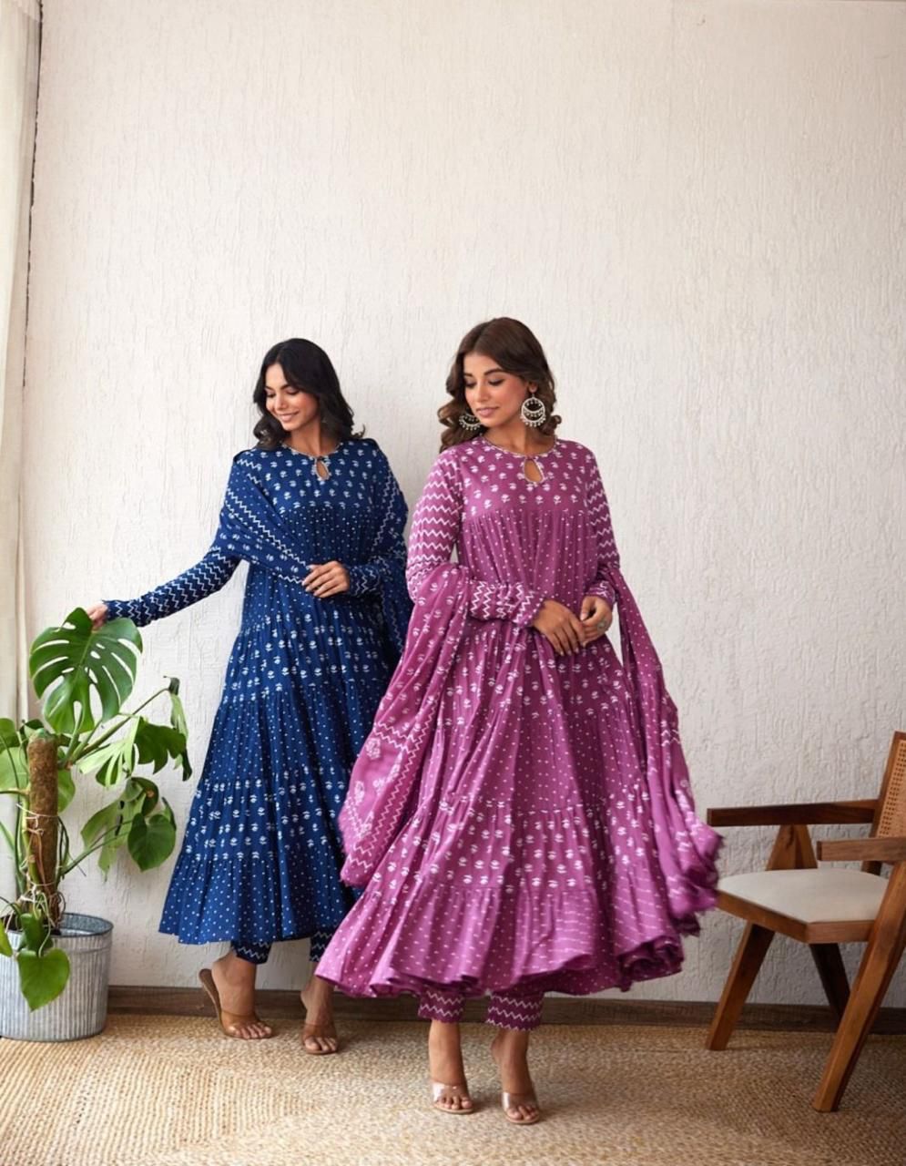 Women's Cotton Printed Anarkali Kurta Set