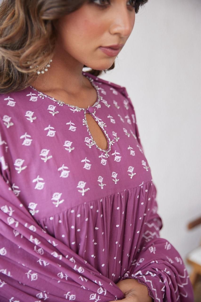 Women's Cotton Printed Anarkali Kurta Set