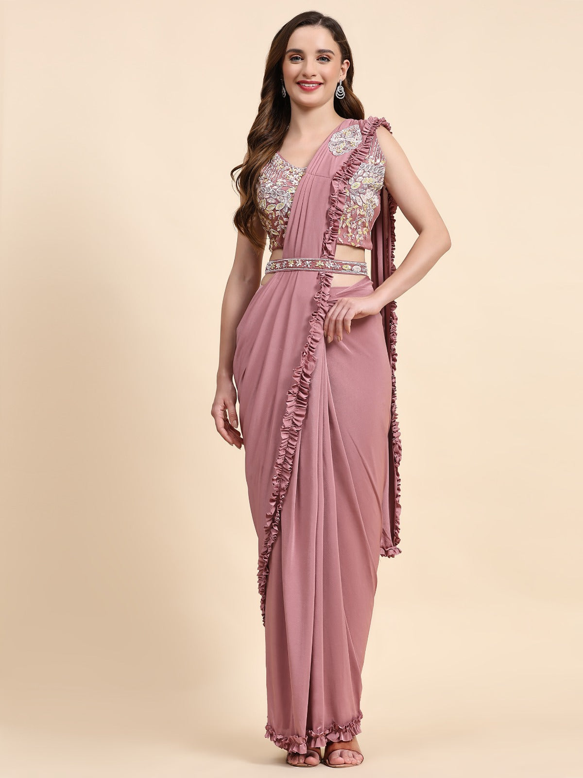 Ready To Wear Saree With Embroidery Blouse