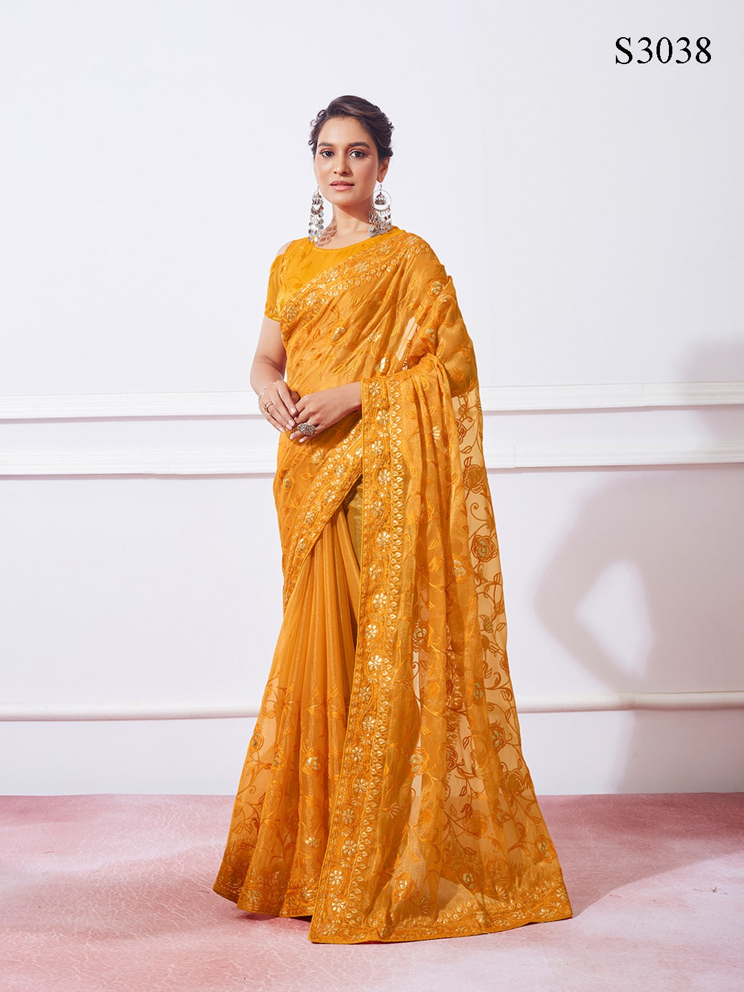 Designer net Saree With Embroidery Sequence