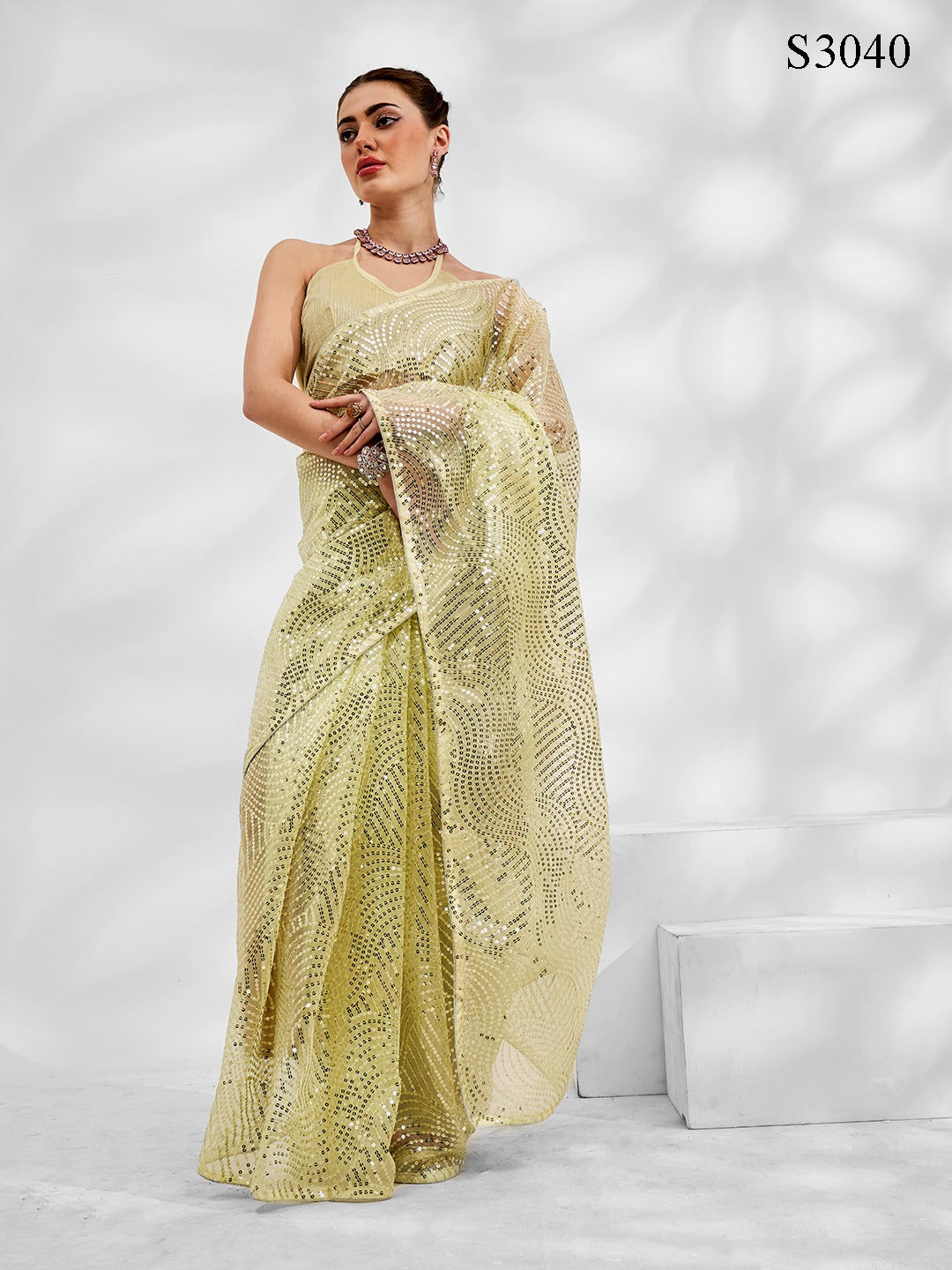 Designer net Saree With Embroidery Sequence