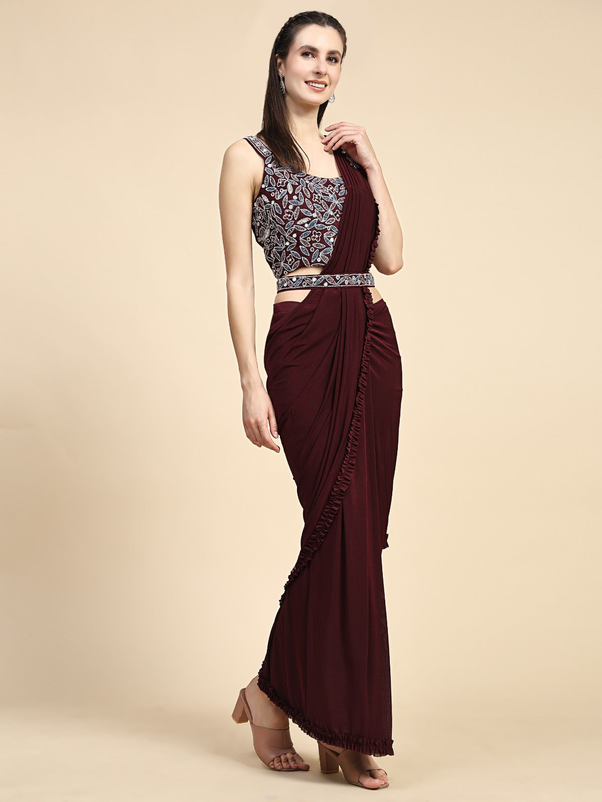 Ready To Wear Embroidered Saree