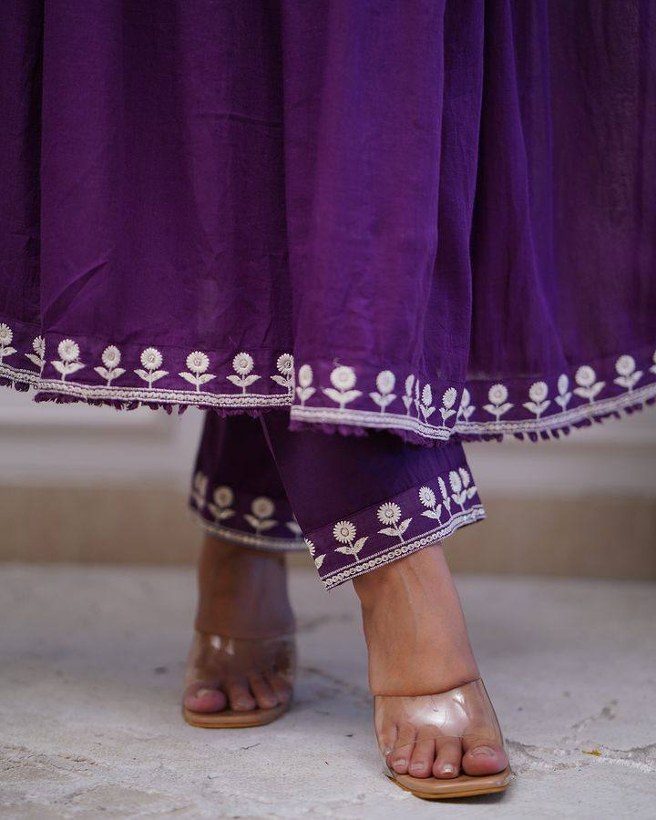 Hand Embroidery Chanderi Silk Suit