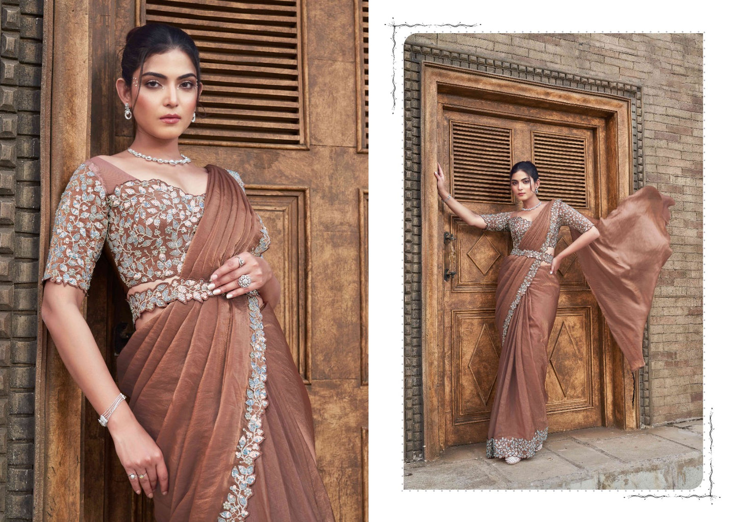 Embroidery Work Fancy Lace ready to Wear Saree
