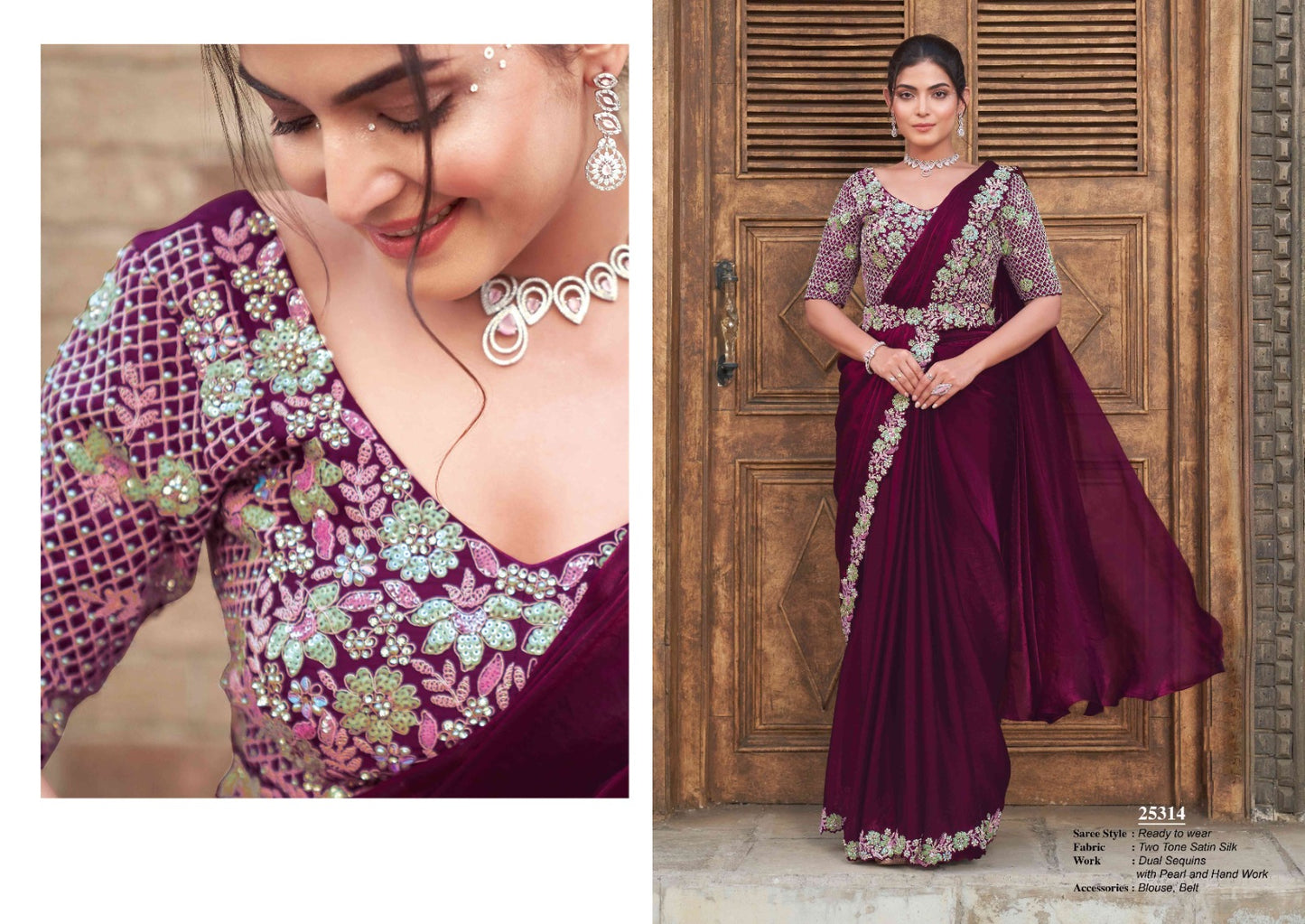 Embroidery Work Fancy Lace ready to Wear Saree