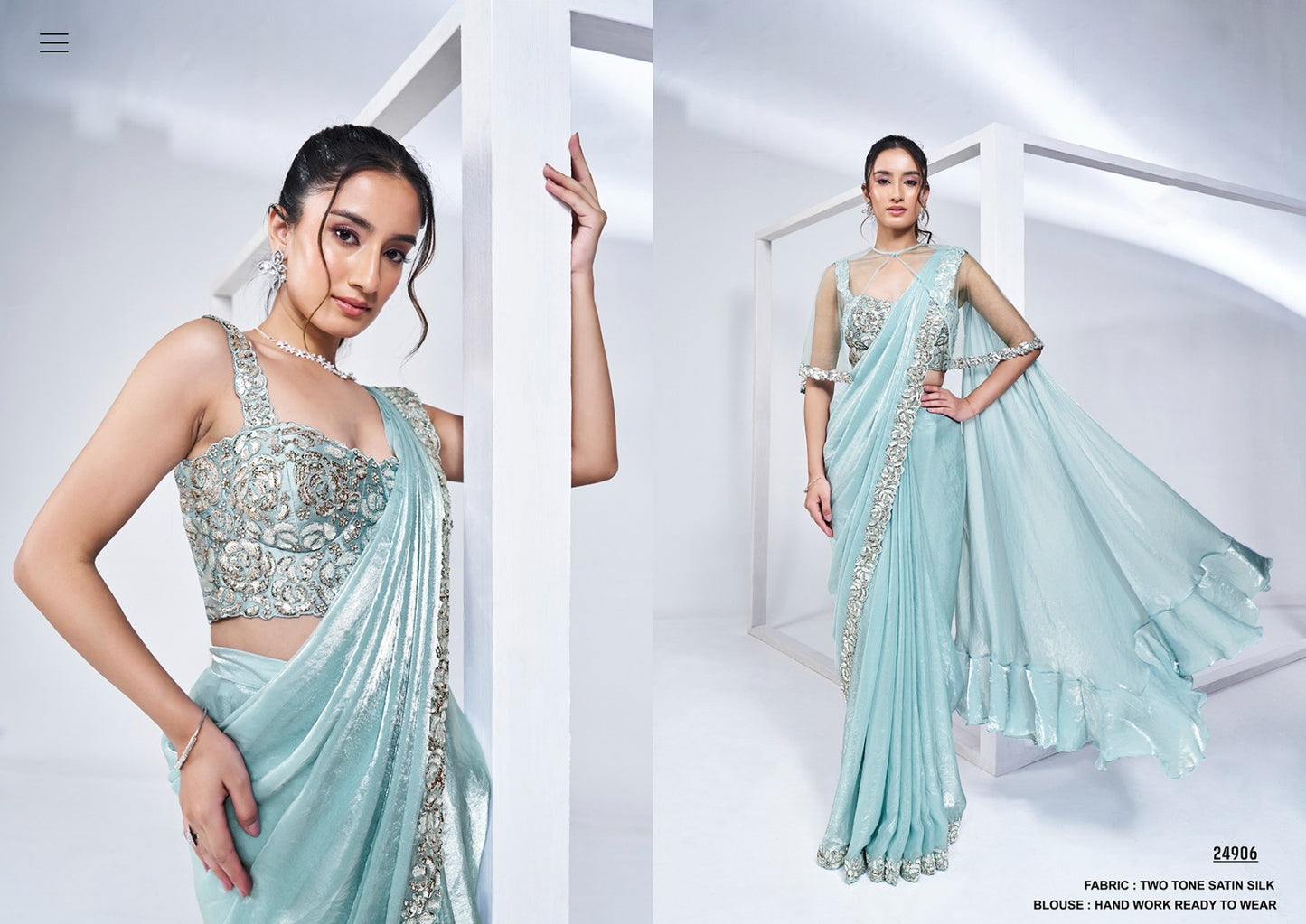 Designer Pure Handwork Ready To Wear Saree