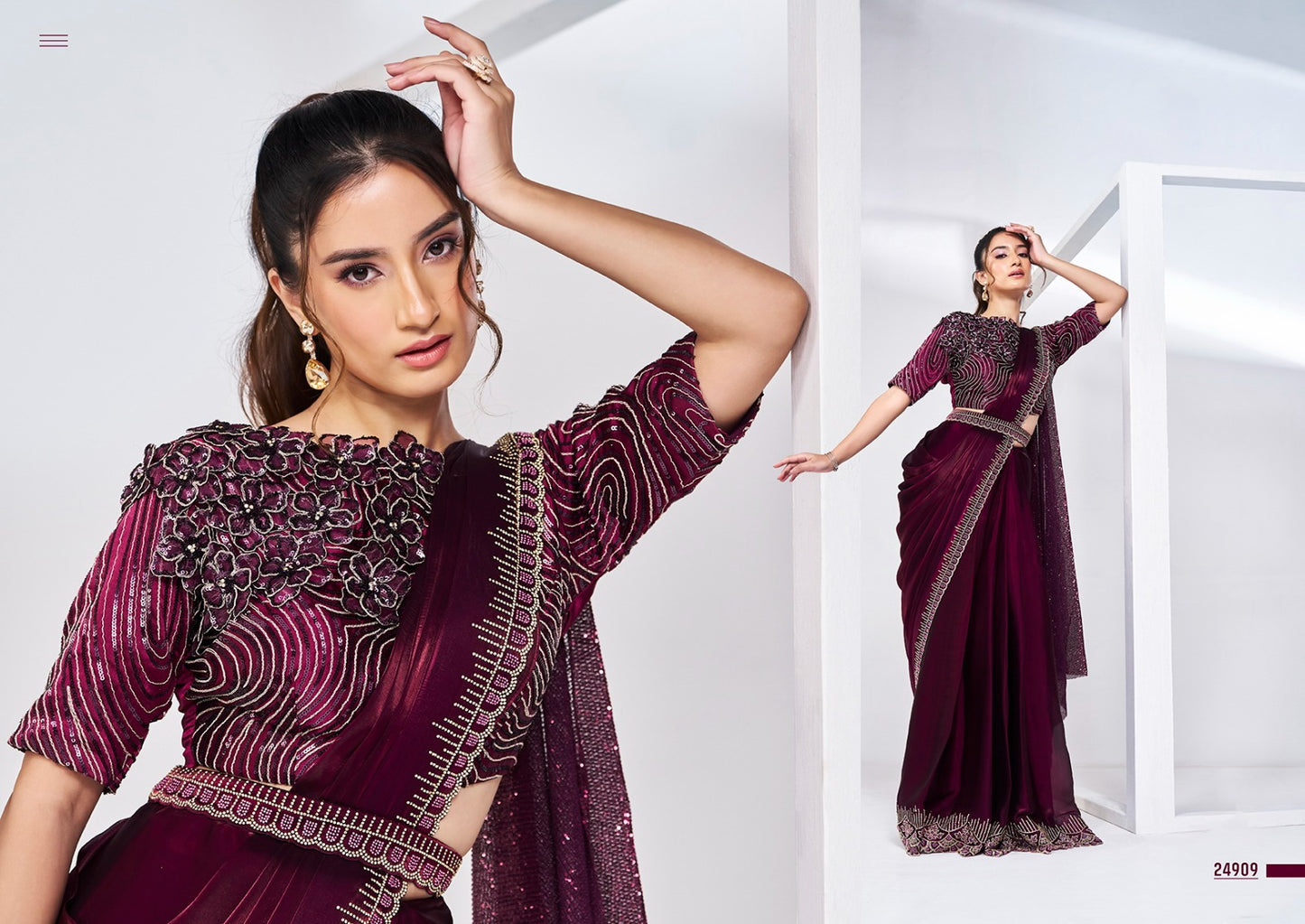 Designer Pure Handwork Ready To Wear Saree