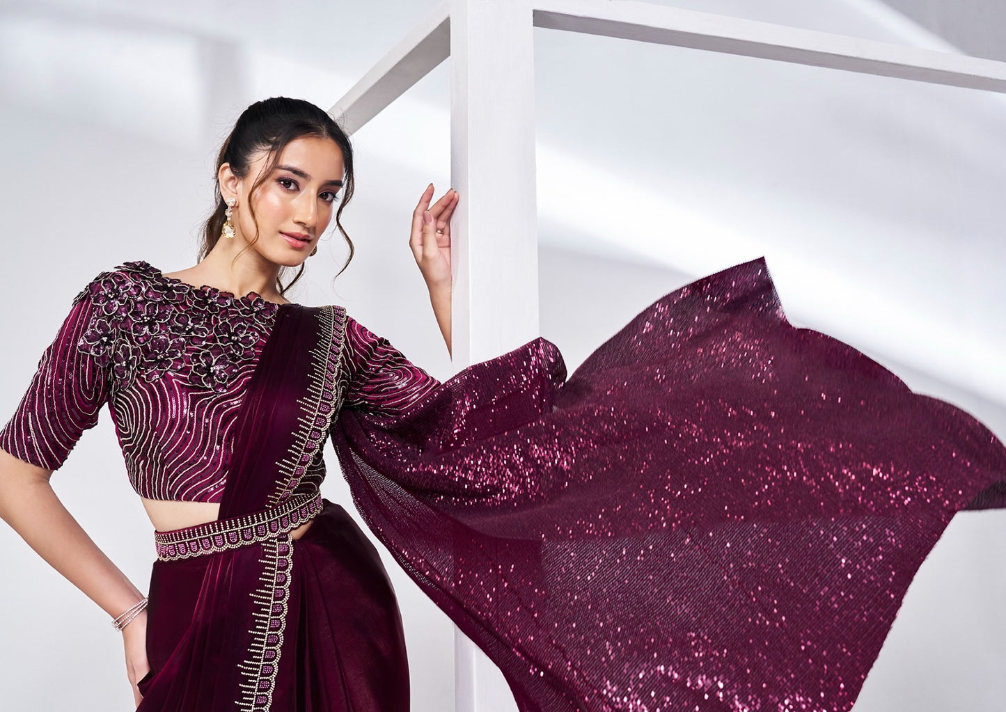 Designer Pure Handwork Ready To Wear Saree