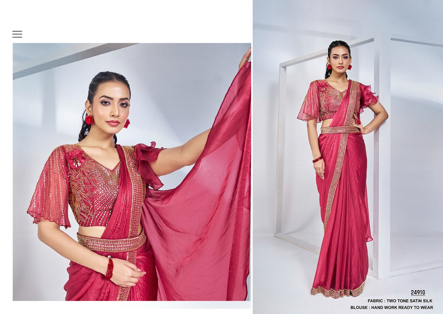 Designer Pure Handwork Ready To Wear Saree