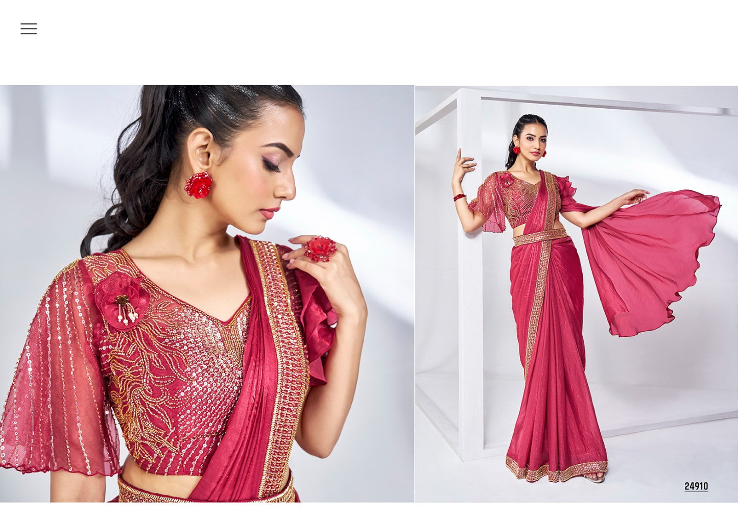 Designer Pure Handwork Ready To Wear Saree