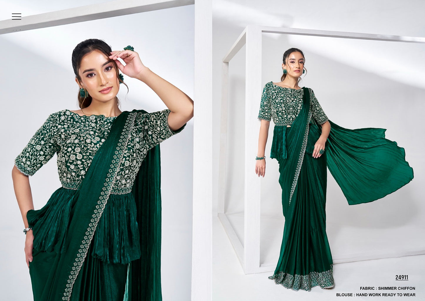 Designer Pure Handwork Ready To Wear Saree