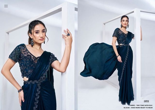 Designer Pure Handwork Ready To Wear Saree