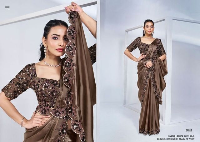 Designer Pure Handwork Ready To Wear Saree